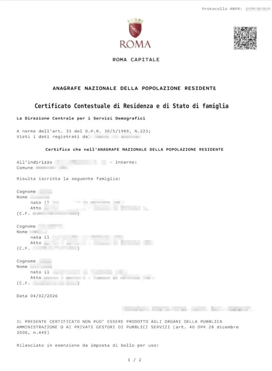 certificato contestuale