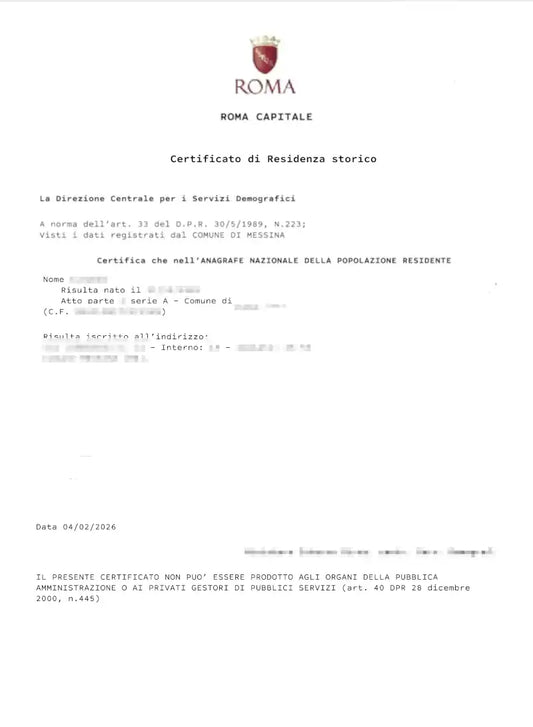 certificato di residenza