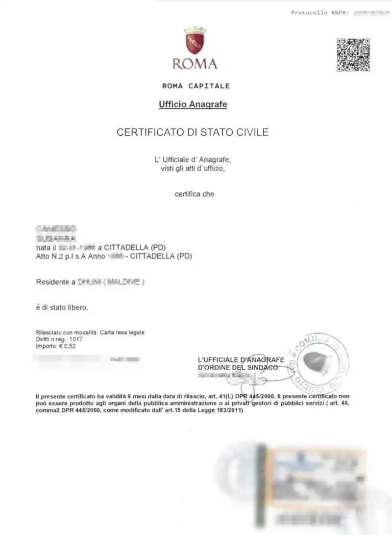 certificato di statocivile