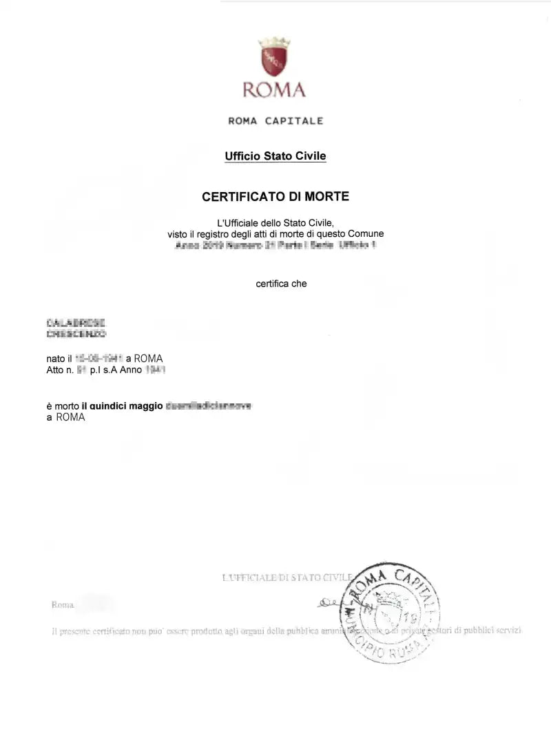 certificato di morte