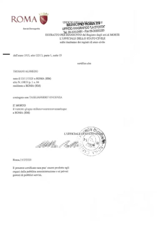 Estratto atto di morte