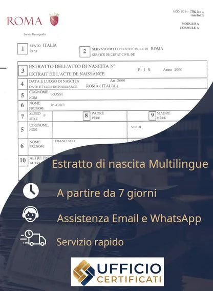 Estratto di nascita Multilingue