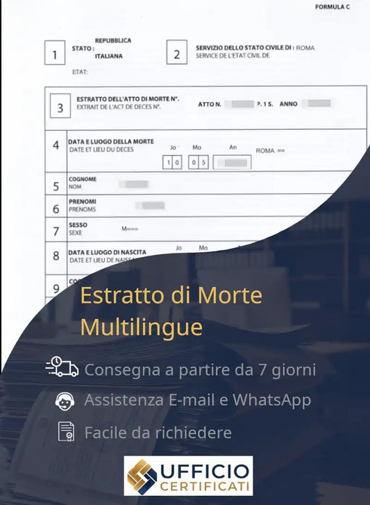 Estratto di morte multilingue