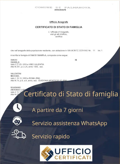 certificato di stato di famiglia