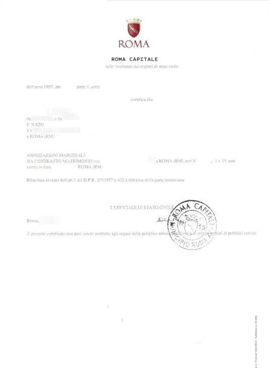 estratto di matrimonio