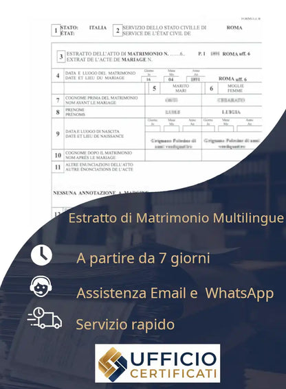 Estratto di matrimonio Multilingue